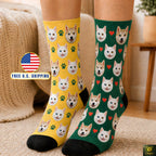 Custom Pet Face Socks From Photo, Personalized Dog Cat Portrait Socks, Unisex Calf Length Socks, Pet Mom Dad Gift Idea