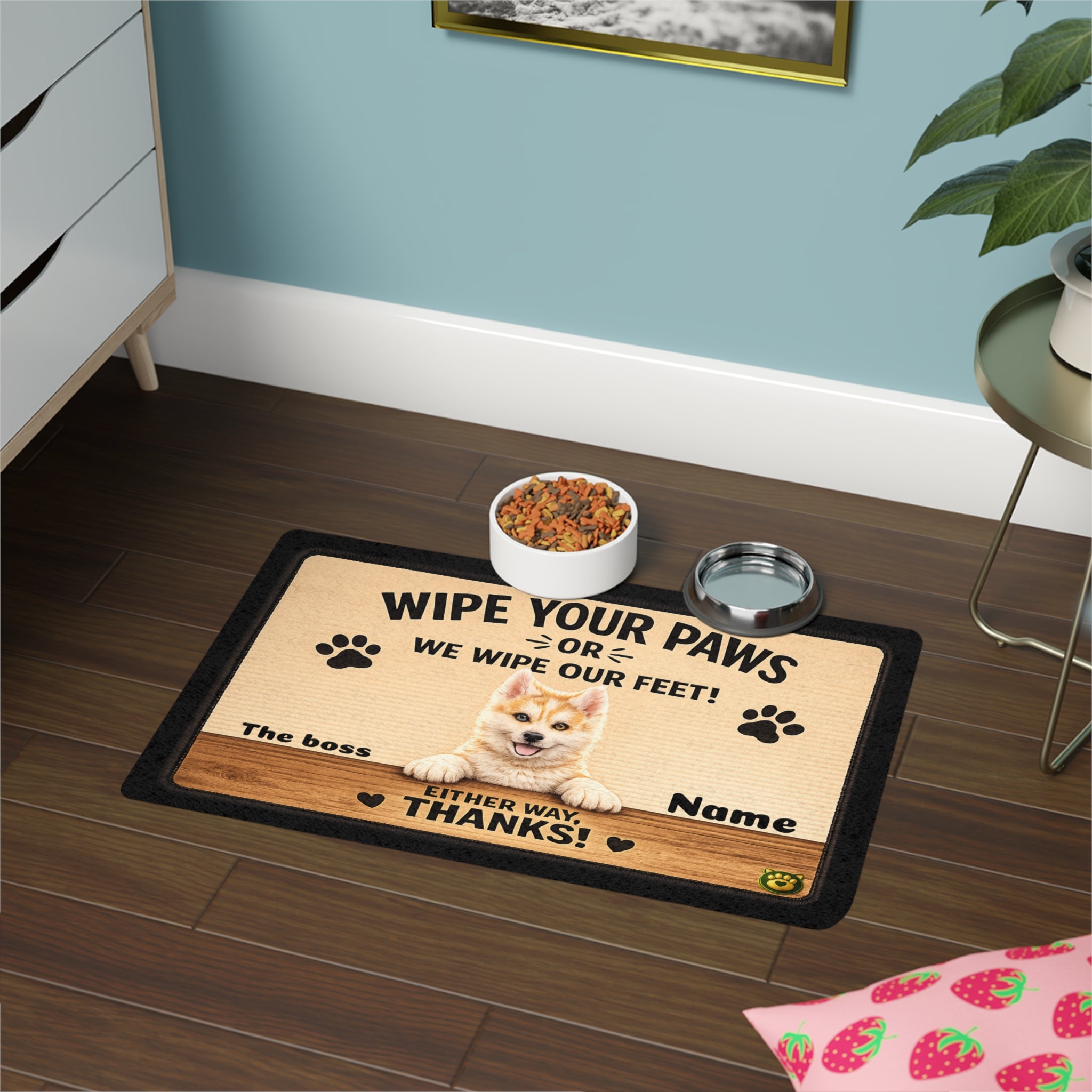 Funny Pet Food Mat (12x18) — "Doormat" Dog & Cat Feeding Mat