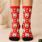 Custom Pet Face Socks From Photo, Personalized Dog Cat Portrait Socks, Unisex Calf Length Socks, Pet Mom Dad Gift Idea