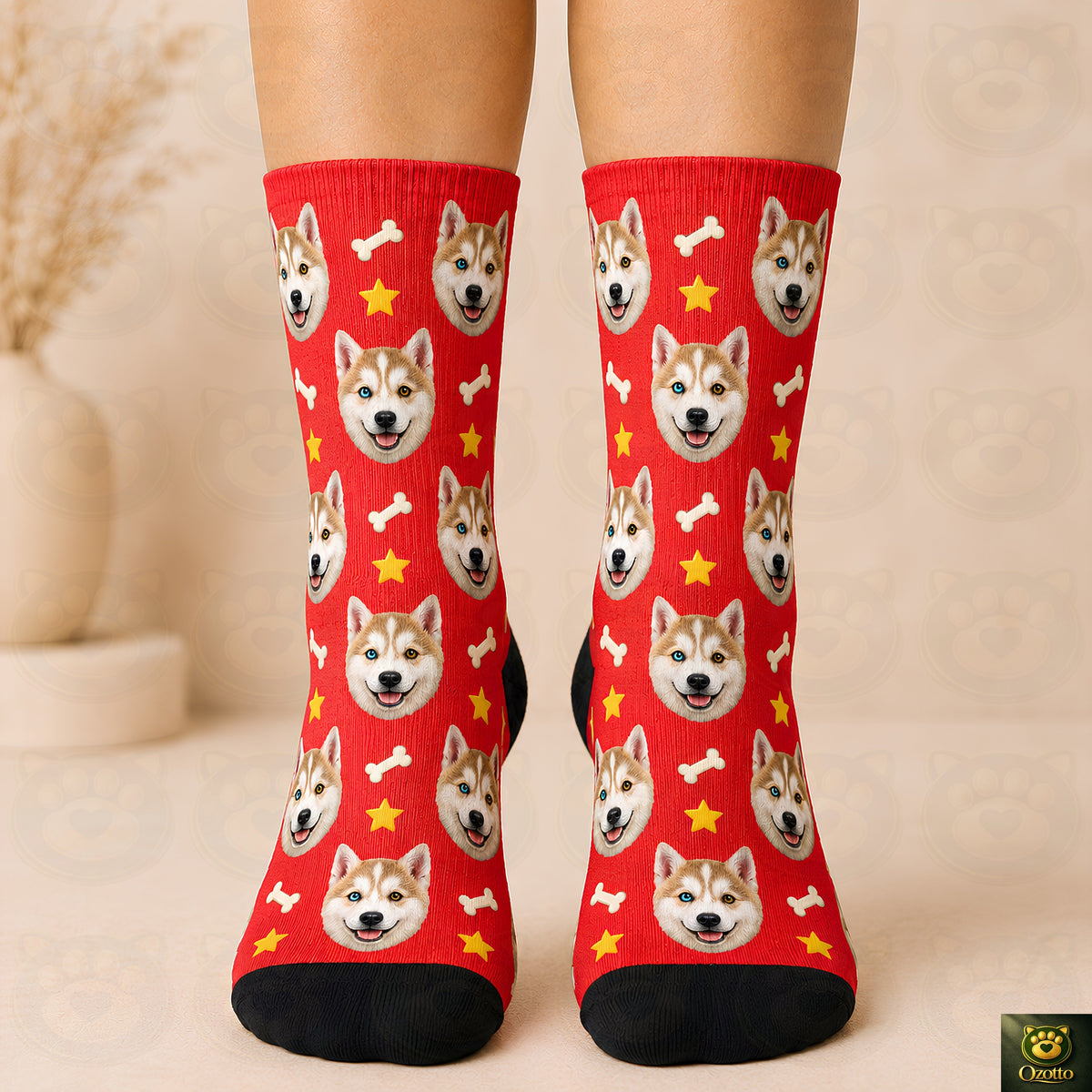 Custom Pet Face Socks From Photo, Personalized Dog Cat Portrait Socks, Unisex Calf Length Socks, Pet Mom Dad Gift Idea