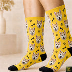 Custom Pet Face Socks From Photo, Personalized Dog Cat Portrait Socks, Unisex Calf Length Socks, Pet Mom Dad Gift Idea