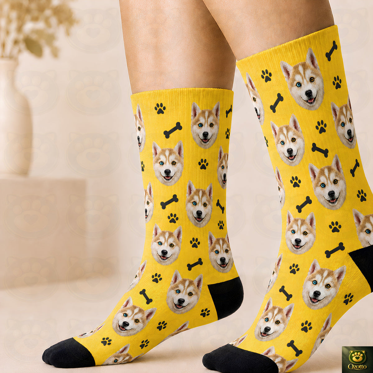Custom Pet Face Socks From Photo, Personalized Dog Cat Portrait Socks, Unisex Calf Length Socks, Pet Mom Dad Gift Idea