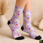 Custom Pet Face Socks From Photo, Personalized Dog Cat Portrait Socks, Unisex Calf Length Socks, Pet Mom Dad Gift Idea