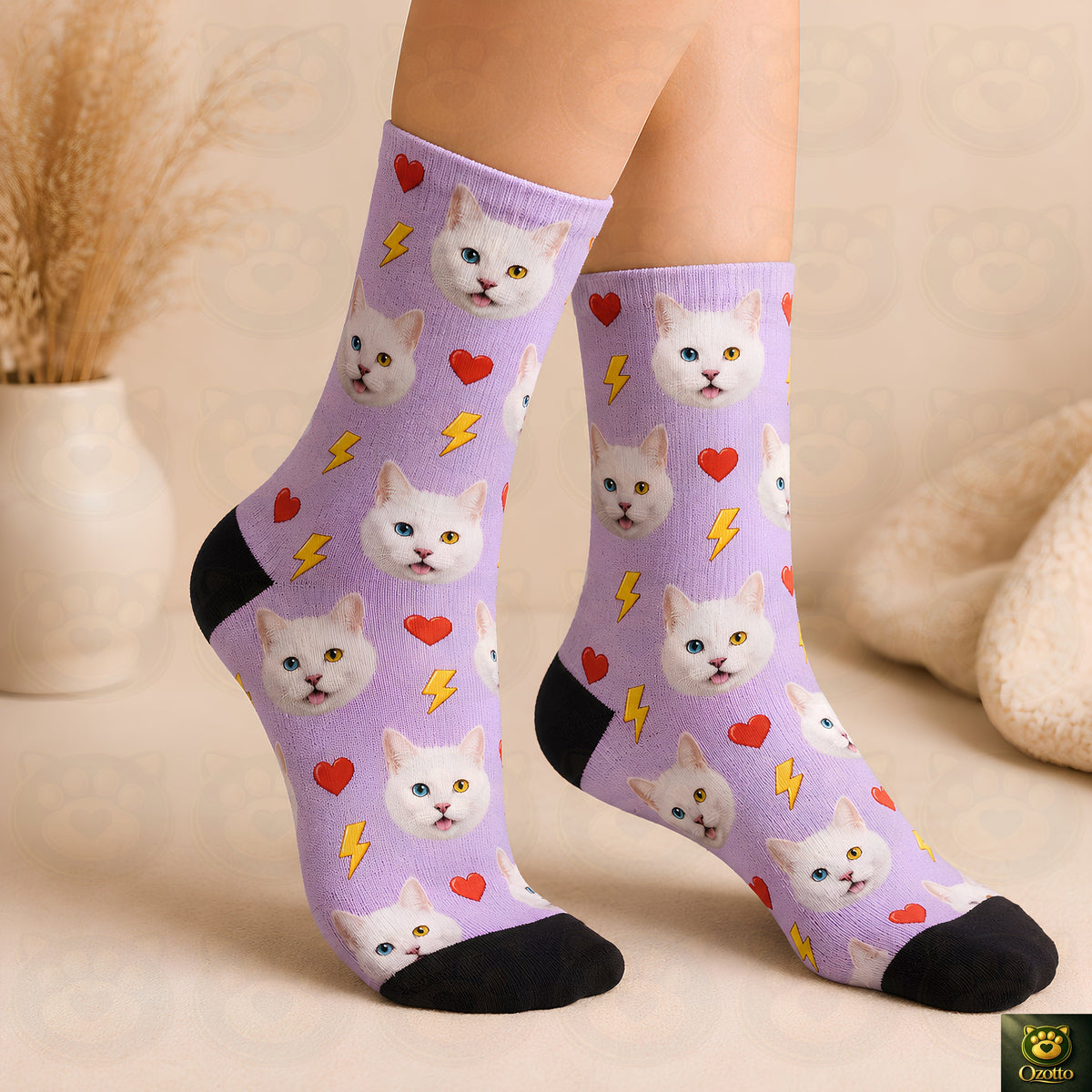 Custom Pet Face Socks From Photo, Personalized Dog Cat Portrait Socks, Unisex Calf Length Socks, Pet Mom Dad Gift Idea