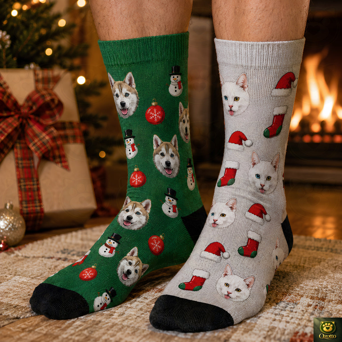 Custom Pet Face Socks From Photo, Personalized Dog Cat Portrait Socks, Unisex Calf Length Socks, Pet Mom Dad Gift Idea