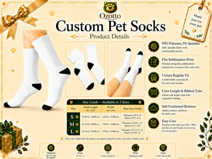 Custom Pet Face Socks From Photo, Personalized Dog Cat Portrait Socks, Unisex Calf Length Socks, Pet Mom Dad Gift Idea